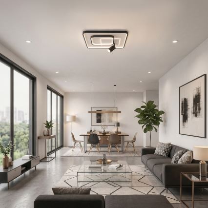 Brilagi - Ρυθμιζόμενο LED φωτιστικό οροφής UNITY LED/75W/230V + 1xGU10/3W 3000-6000K 50x50 cm λευκό/μαύρο + τηλεχειριστήριο
