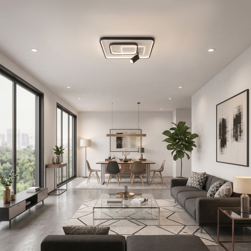 Brilagi - Ρυθμιζόμενο LED φωτιστικό οροφής UNITY LED/75W/230V + 1xGU10/3W 3000-6000K 50x50 cm λευκό/μαύρο + τηλεχειριστήριο
