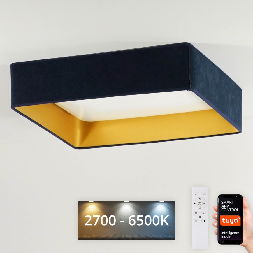Brilagi - LED ρυθμιζόμενο φωτιστικό οροφής VELVET SQUARE SMART LED/36W/230V 60x60 cm 2700-6500K Wi-Fi Tuya + τηλεχειριστήριο σκούρο μπλε