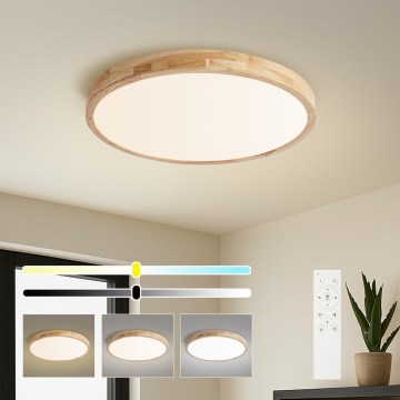 Brilagi - LED ρυθμιζόμενο φωτιστικό οροφής WOODLINE LED/72W/230V 3000-6000K, φινίρισμα δρυός, διάμ. 60 cm + τηλεχειριστήριο