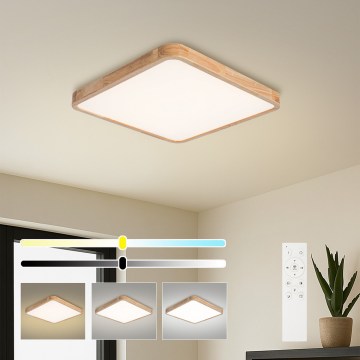 Brilagi - LED ρυθμιζόμενο φωτιστικό οροφής WOODLINE SQUARE LED/80W/230V 3000-6000K από δρυς 60x60 cm + τηλεχειριστήριο