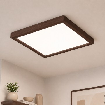BRILAGI - LED Ρυθμιζόμενο φωτιστικό οροφής μπάνιου WOODY FRAME LED/50W/230V βελανιδιά/καρυδιά 60x60 cm 3000-6000K IP44 + τηλεχειριστήριο