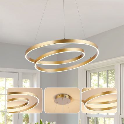 Brilagi - Ρυθμιζόμενο κρεμαστό φωτιστικό TWISTER LED/48W/230V 3000-6000K Ø 50 cm χρυσό + τηλεχειριστήριο