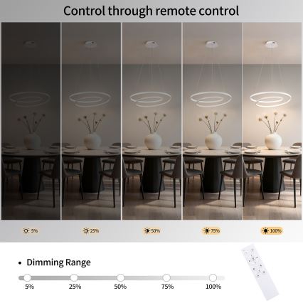 Brilagi - LED Ρυθμιζόμενο κρεμαστό φωτιστικό σε καλώδιο TWISTER LED/48W/230V 3000-6000K διάμ. 50 cm λευκό + τηλεχειριστήριο