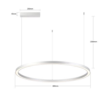 Brilagi - Ρυθμιζόμενος LED πολυέλαιος σε καλώδιο PORTOFINO LED/60W/230V 3000-6000K Ø 80 εκ. ασημί + τηλεχειριστήριο