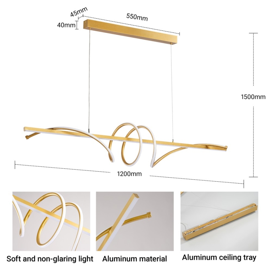 BRILAGI - LED ρυθμιζόμενος πολυέλαιος σε καλώδιο SIGNATURE LED/50W/230V 3000-6000K 120 cm χρυσό + τηλεχειριστήριο