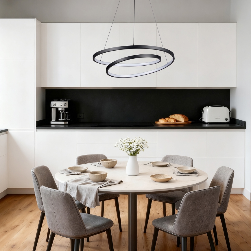 Brilagi - LED ρυθμιζόμενο κρεμαστό φωτιστικό με καλώδιο TWISTER LED/48W/230V 3000-6000K διάμ. 50 cm μαύρο + τηλεχειριστήριο