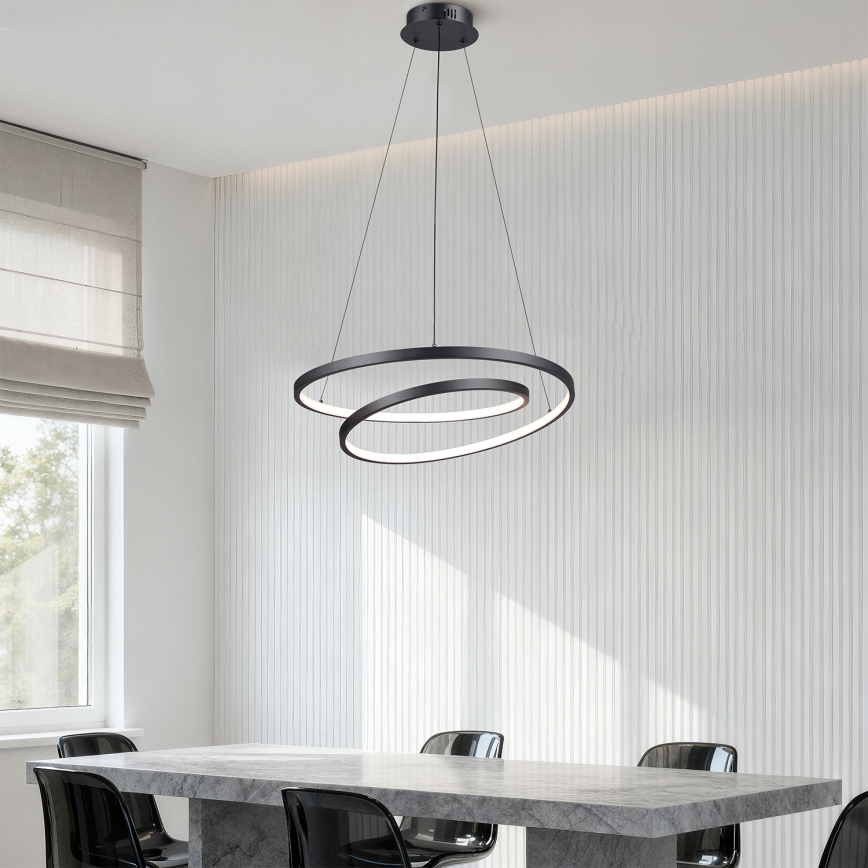 Brilagi - LED ρυθμιζόμενο κρεμαστό φωτιστικό με καλώδιο TWISTER LED/48W/230V 3000-6000K διάμ. 50 cm μαύρο + τηλεχειριστήριο