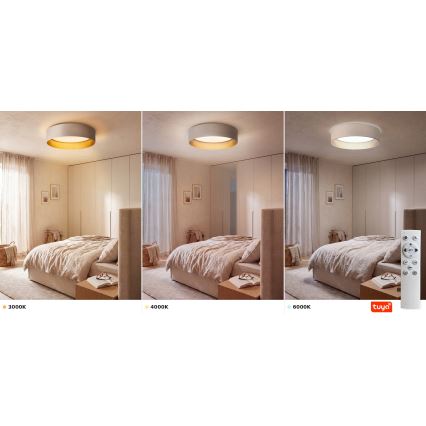 Brilagi - Ρυθμιζόμενο LED φωτιστικό οροφής VELVET SMARTIX LED/36W/230V 3000-6000K Ø 55 cm κρεμ/χρυσό Wi-Fi Tuya Beacon + τηλεχειριστήριο
