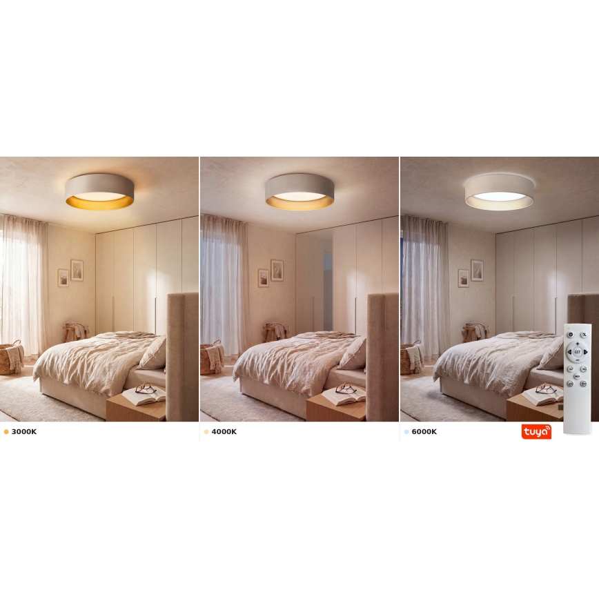 Brilagi - Ρυθμιζόμενο LED φωτιστικό οροφής VELVET SMARTIX LED/36W/230V 3000-6000K Ø 55 cm κρεμ/χρυσό Wi-Fi Tuya Beacon + τηλεχειριστήριο