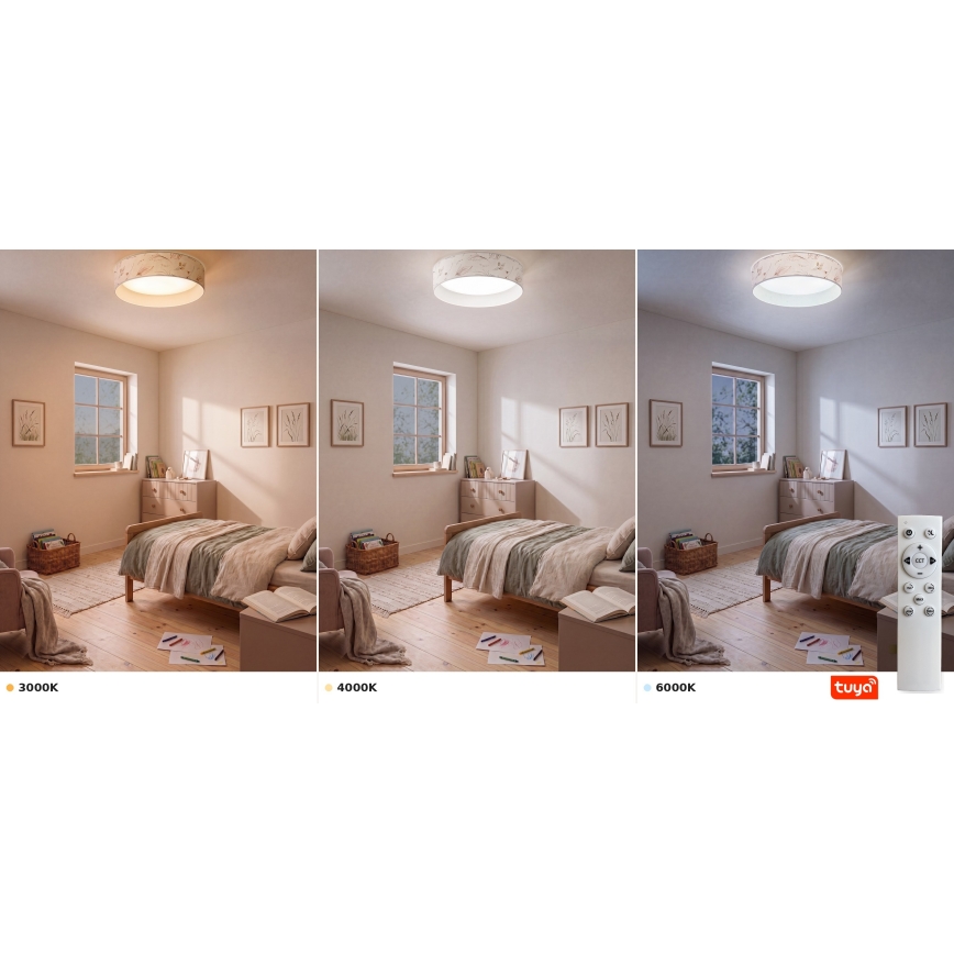 Brilagi - Ρυθμιζόμενο φωτιστικό οροφής VELVET SMARTIX STARS LED/36W/230V 3000-6000K διάμ. 55 cm λευκό/λουλούδια Wi-Fi Tuya Beacon + τηλεχειριστήριο