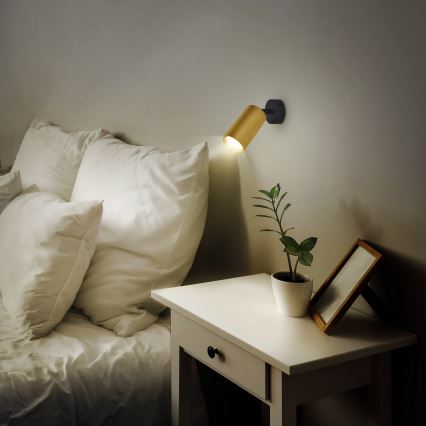 Brilagi - LED RGBW ρυθμιζόμενο σποτ φωτιστικό SELE GOLDEN 1xGU10/4,8W/230V 3000K μαύρο/χρυσό + τηλεχειριστήριο