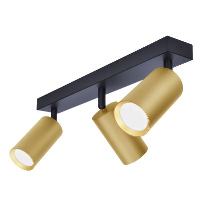 Brilagi - LED RGBW Ρυθμιζόμενο σποτ φωτιστικό SELE GOLDEN 3xGU10/4,8W/230V 3000K μαύρο/χρυσό + τηλεχειριστήριο