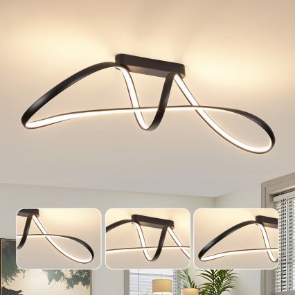 Brilagi - Ρυθμιζόμενο LED επιφανειακό φωτιστικό οροφής TWISTER LED/60W/230V 3000-6000K μαύρο + τηλεχειριστήριο