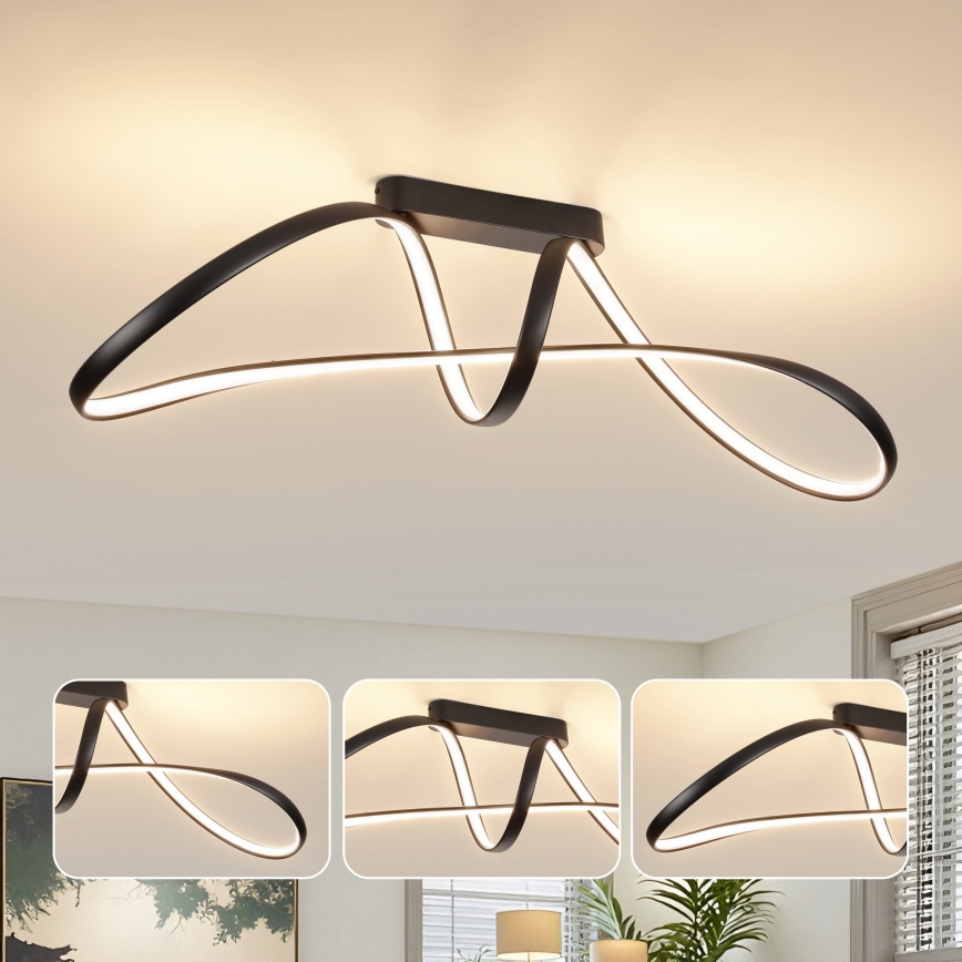 Brilagi - Ρυθμιζόμενο LED επιφανειακό φωτιστικό οροφής TWISTER LED/60W/230V 3000-6000K μαύρο + τηλεχειριστήριο