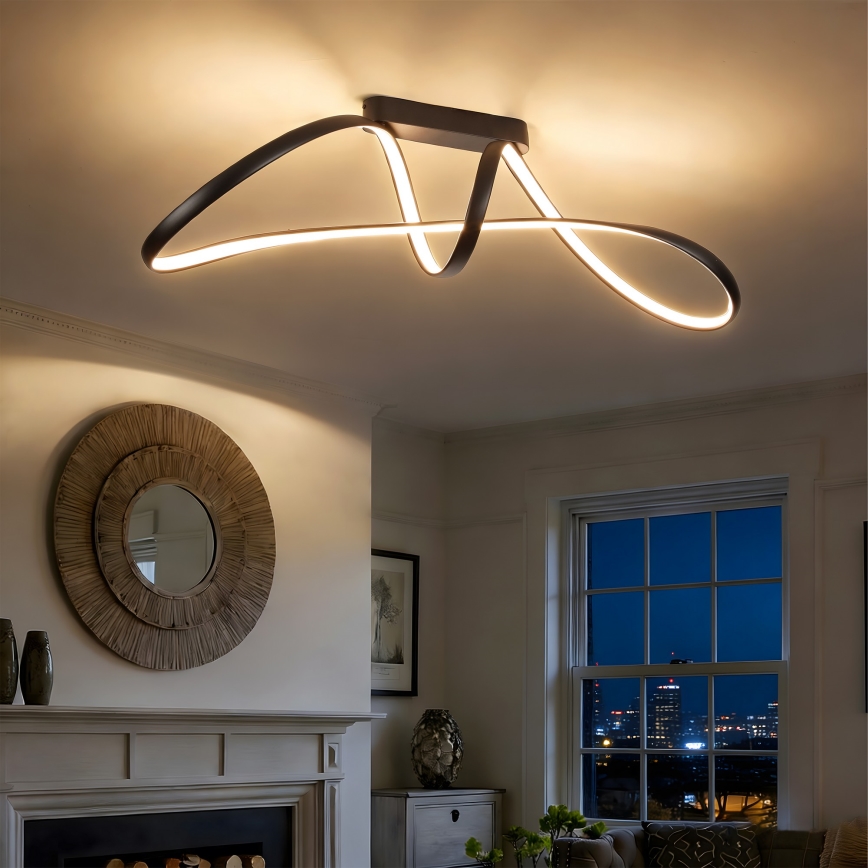 Brilagi - Ρυθμιζόμενο LED επιφανειακό φωτιστικό οροφής TWISTER LED/60W/230V 3000-6000K μαύρο + τηλεχειριστήριο