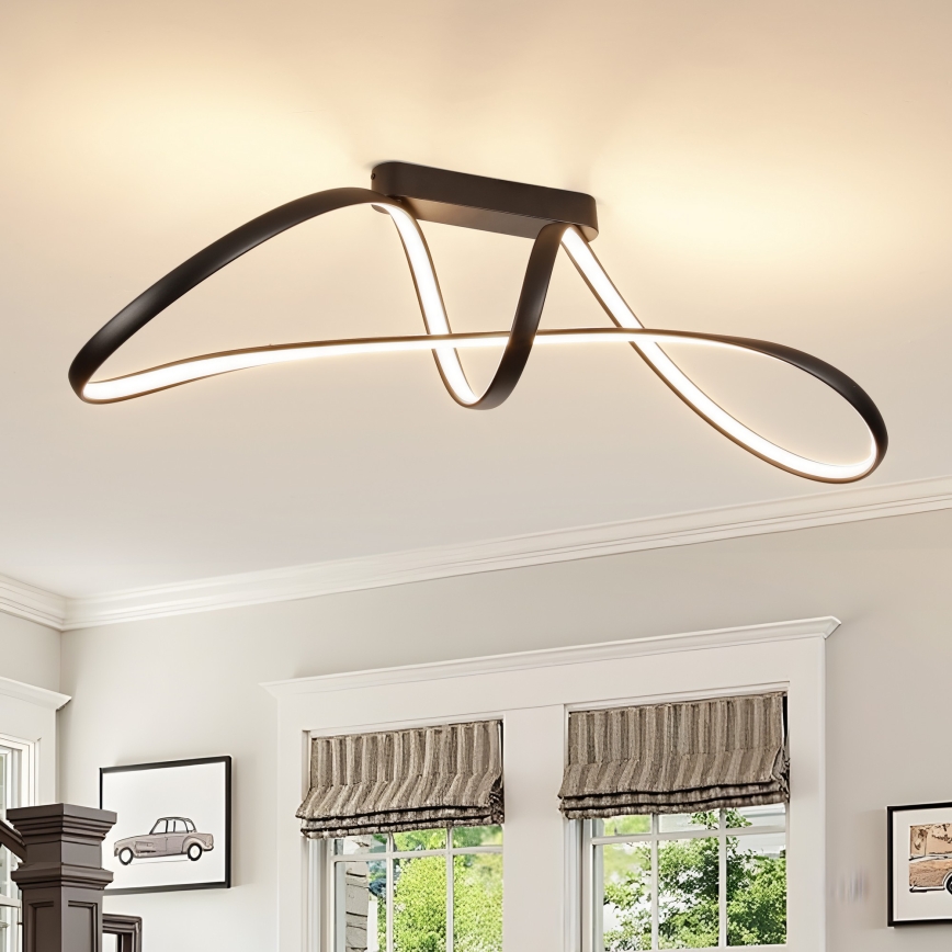 Brilagi - Ρυθμιζόμενο LED επιφανειακό φωτιστικό οροφής TWISTER LED/60W/230V 3000-6000K μαύρο + τηλεχειριστήριο