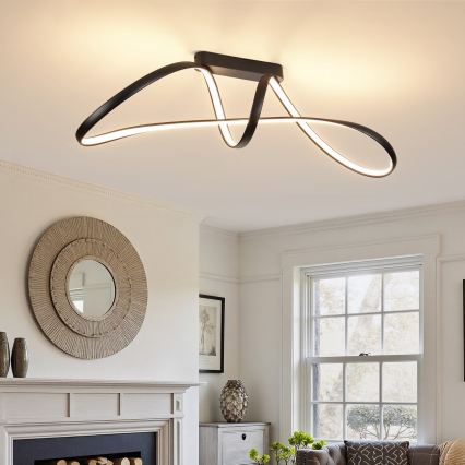 Brilagi - Ρυθμιζόμενο LED επιφανειακό φωτιστικό οροφής TWISTER LED/60W/230V 3000-6000K μαύρο + τηλεχειριστήριο