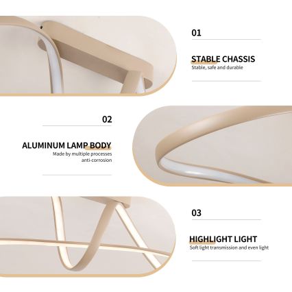 Brilagi - LED ρυθμιζόμενο επιφανειακό φωτιστικό οροφής TWISTER LED/60W/230V 3000-6000K μπεζ + τηλεχειριστήριο