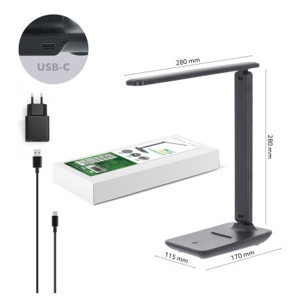 Brilagi -LED Ρυθμιζόμενο επιτραπέζιο φωτιστικό MODO LED/7W/230V 3000/4000/6500K ανθρακί