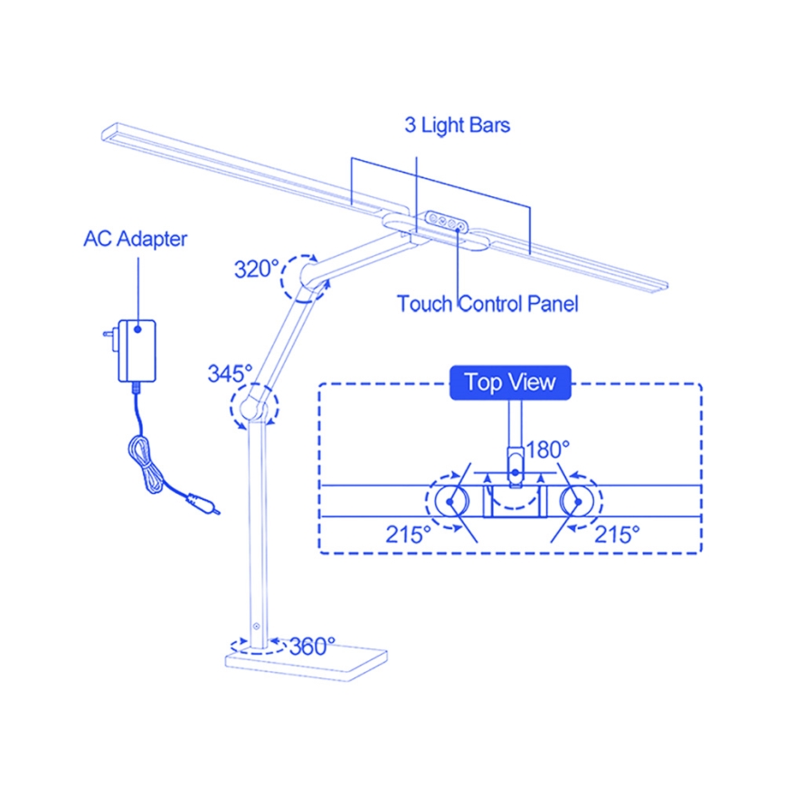 Brilagi - Ρυθμιζόμενο επιτραπέζιο LED φωτιστικό με χειρισμό αφής VARIO LED/24W/230V 3000-6500K CRI 92 μαύρο