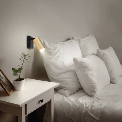 Brilagi - LED RGBW ρυθμιζόμενο επιτοίχιο σποτ SELE 1xGU10/6W/230V 3000K μαύρο/χρυσό + τηλεχειριστήριο