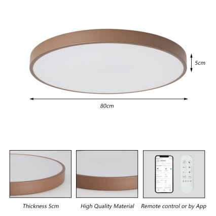 Brilagi - Ρυθμιζόμενο LED φωτιστικό POOL SMART LED/100W/230V Ø 80 cm 3000-6000K Wi-Fi Tuya + τηλεχειριστήριο καφέ