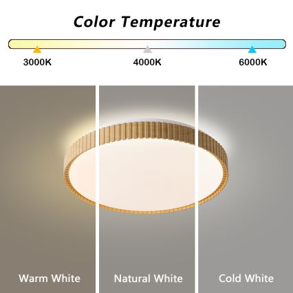 Brilagi - Ρυθμιζόμενο φωτιστικό οροφής LED CORVO LED/72W/230V 3000-6000K σε ξύλινη όψη διάμ. 50 cm + τηλεχειριστήριο
