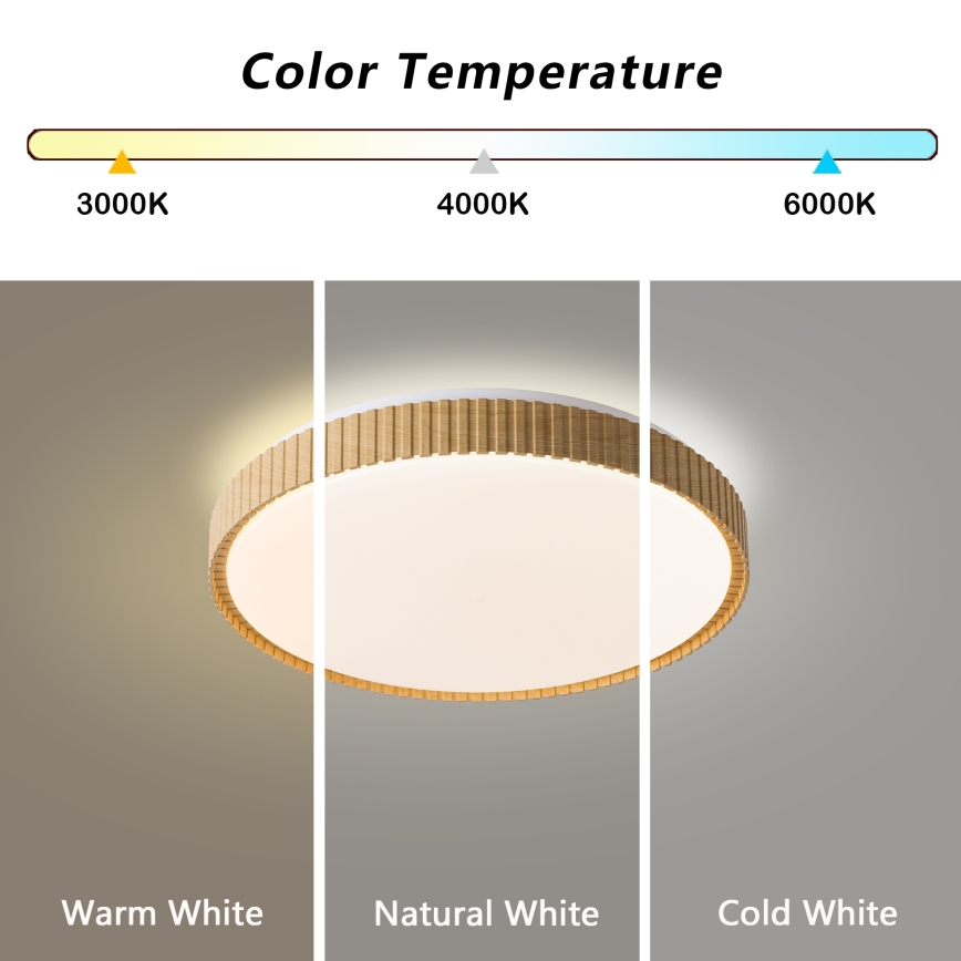 Brilagi - Ρυθμιζόμενο φωτιστικό οροφής LED CORVO LED/72W/230V 3000-6000K σε ξύλινη όψη διάμ. 50 cm + τηλεχειριστήριο