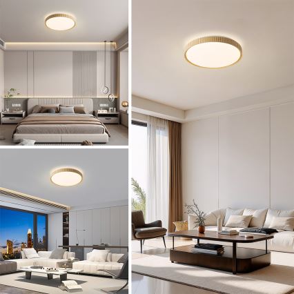 Brilagi - Ρυθμιζόμενο φωτιστικό οροφής LED CORVO LED/72W/230V 3000-6000K σε ξύλινη όψη διάμ. 50 cm + τηλεχειριστήριο