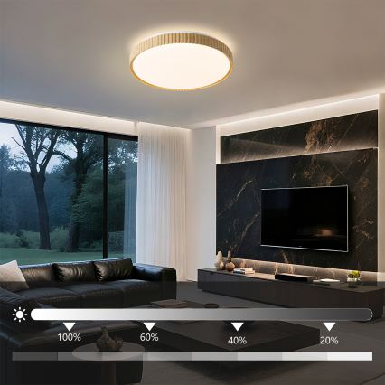Brilagi - Ρυθμιζόμενο φωτιστικό οροφής LED CORVO LED/72W/230V 3000-6000K σε ξύλινη όψη διάμ. 50 cm + τηλεχειριστήριο