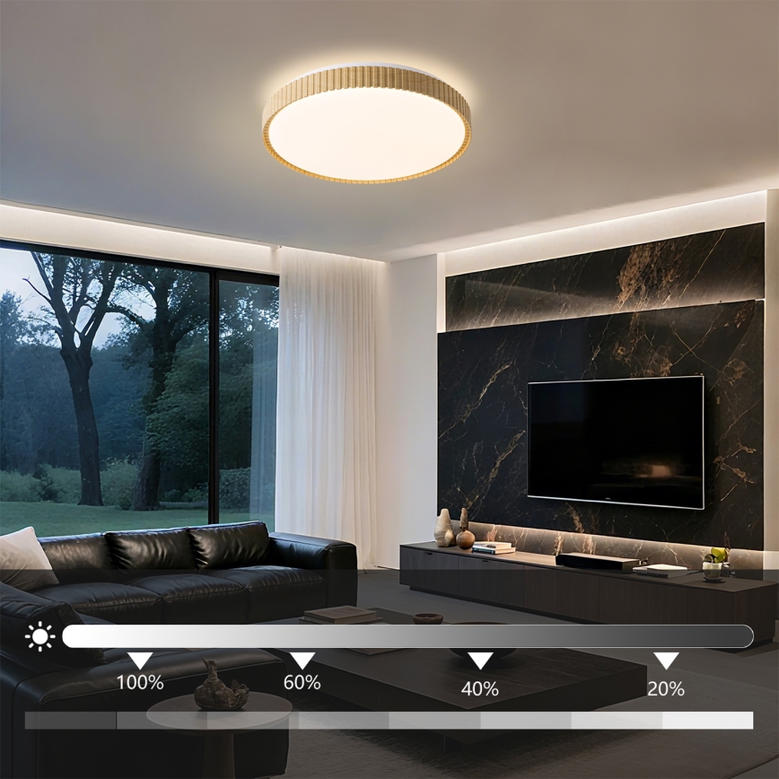 Brilagi - Ρυθμιζόμενο φωτιστικό οροφής LED CORVO LED/72W/230V 3000-6000K σε ξύλινη όψη διάμ. 50 cm + τηλεχειριστήριο