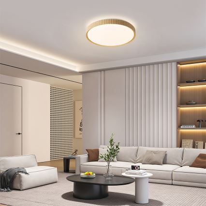 Brilagi - Ρυθμιζόμενο φωτιστικό οροφής LED CORVO LED/72W/230V 3000-6000K σε ξύλινη όψη διάμ. 50 cm + τηλεχειριστήριο