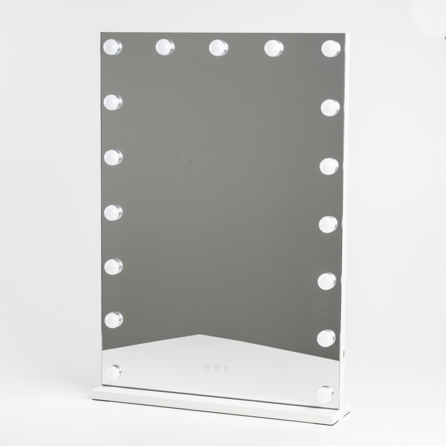 BRILAGI - LED Ρυθμιζόμενος καθρέφτης για μακιγιάζ HOLLYWOOD LED/15W/230V CCT + 2x USB 55x77 cm λευκό