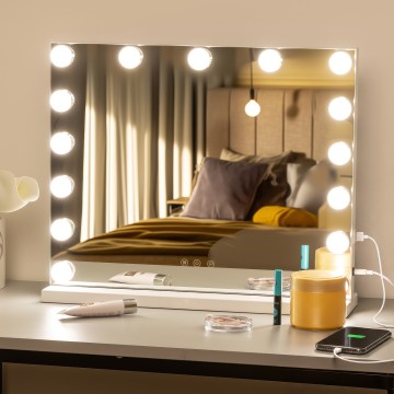 BRILAGI - LED ρυθμιζόμενος καθρέφτης μακιγιάζ HOLLYWOOD LED/15W/230V CCT + USB λευκός