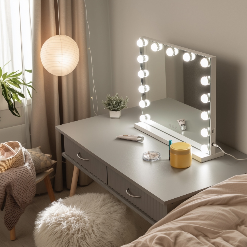 BRILAGI - LED ρυθμιζόμενος καθρέφτης μακιγιάζ HOLLYWOOD LED/15W/230V CCT + USB λευκός