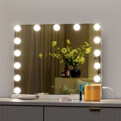BRILAGI - LED ρυθμιζόμενος καθρέφτης μακιγιάζ HOLLYWOOD LED/15W/230V CCT + USB λευκός