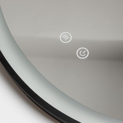 Brilagi - Ρυθμιζόμενος LED καθρέφτης μπάνιου με θέρμανση και περιμετρικό φωτισμό ALU PRO LED/18W/230V Ø 60 cm 3000/4000/6500K IP44 μαύρος CRI 90