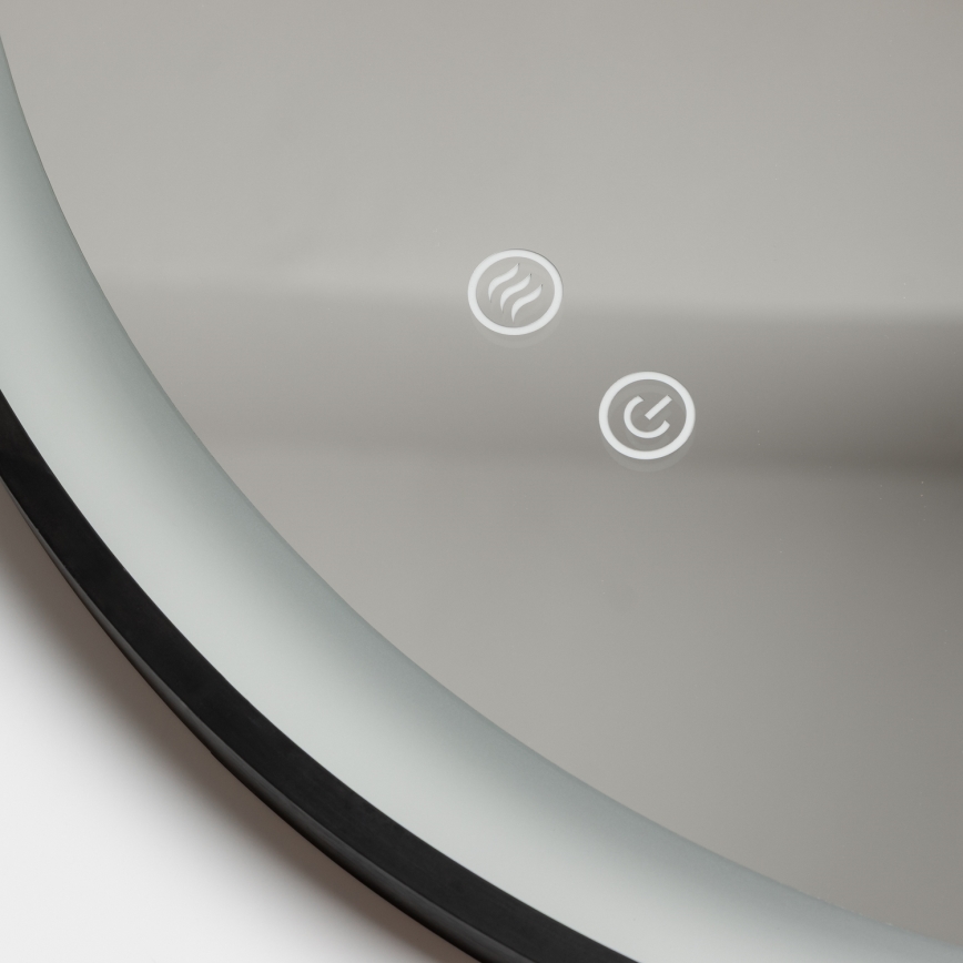 Brilagi - Ρυθμιζόμενος LED καθρέφτης μπάνιου με θέρμανση και περιμετρικό φωτισμό ALU PRO LED/18W/230V Ø 60 cm 3000/4000/6500K IP44 μαύρος CRI 90