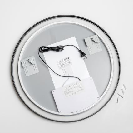 Brilagi - Ρυθμιζόμενος LED καθρέφτης μπάνιου με θέρμανση και περιμετρικό φωτισμό ALU PRO LED/18W/230V Ø 60 cm 3000/4000/6500K IP44 μαύρος CRI 90