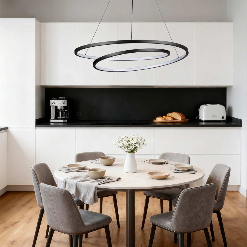 Brilagi - Ρυθμιζόμενο LED κρεμαστό φωτιστικό με καλώδιο TWISTER LED/105W/230V 3000-6000K Ø 100 cm μαύρο + τηλεχειριστήριο