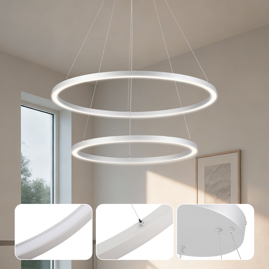 Brilagi - Ρυθμιζόμενος LED πολυέλαιος με καλώδιο PORTOFINO LED/98W/230V 3000-6000K Ø 80 cm ασημί + τηλεχειριστήριο