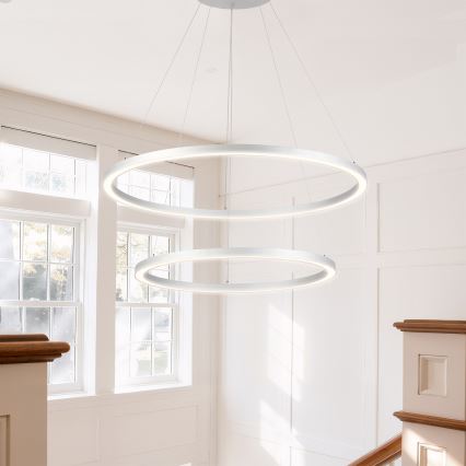 Brilagi - Ρυθμιζόμενος LED πολυέλαιος με καλώδιο PORTOFINO LED/98W/230V 3000-6000K Ø 80 cm ασημί + τηλεχειριστήριο