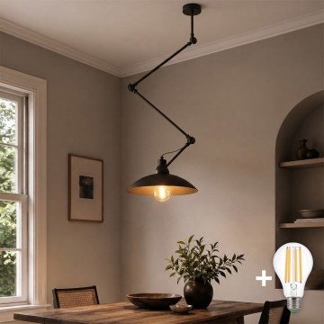 Brilagi - LED Ρυθμιζόμενος πολυέλαιος σε ράβδο IRONBEAM 1xE27/60W/230V μαύρο