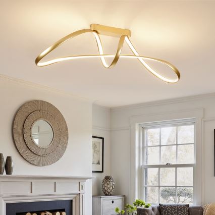 Brilagi - Ρυθμιζόμενο επιφανειακό φωτιστικό οροφής TWISTER LED/60W/230V 3000-6000K χρυσό + τηλεχειριστήριο