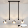 Brilagi - LED RGB+CCT Ρυθμιζόμενο κρεμαστό φωτιστικό σε ανάρτηση καλωδίου AURA LUX 3xGX53/14W/230V 2700-6500K Wi-Fi Tuya μαύρο/καπνιστό