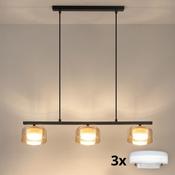 Brilagi - LED RGB+CCT Ρυθμιζόμενο κρεμαστό φωτιστικό σε καλώδιο AURA LUX 3xGX53/14W/230V 2700-6500K Wi-Fi Tuya μαύρο/χρυσό
