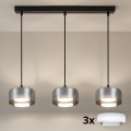 Brilagi - LED RGB+CCT Ρυθμιζόμενο κρεμαστό φωτιστικό με καλώδιο AURA LUX 3xGX53/14W/230V 2700-6500K Wi-Fi Tuya μαύρο/καπνιστό