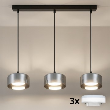 Brilagi - LED RGB+CCT Ρυθμιζόμενο κρεμαστό φωτιστικό με καλώδιο AURA LUX 3xGX53/14W/230V 2700-6500K Wi-Fi Tuya μαύρο/καπνιστό