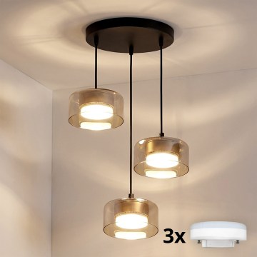 Brilagi - LED RGB+CCT ρυθμιζόμενο κρεμαστό φωτιστικό με καλώδιο AURA LUX 3xGX53/14W/230V 2700-6500K Wi-Fi Tuya μαύρο/χρυσό